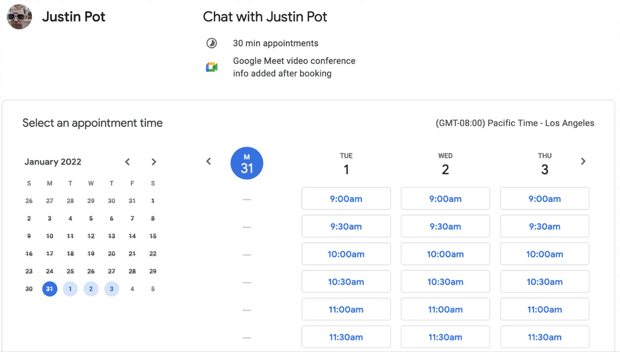 Google Calendar Appointment Slots